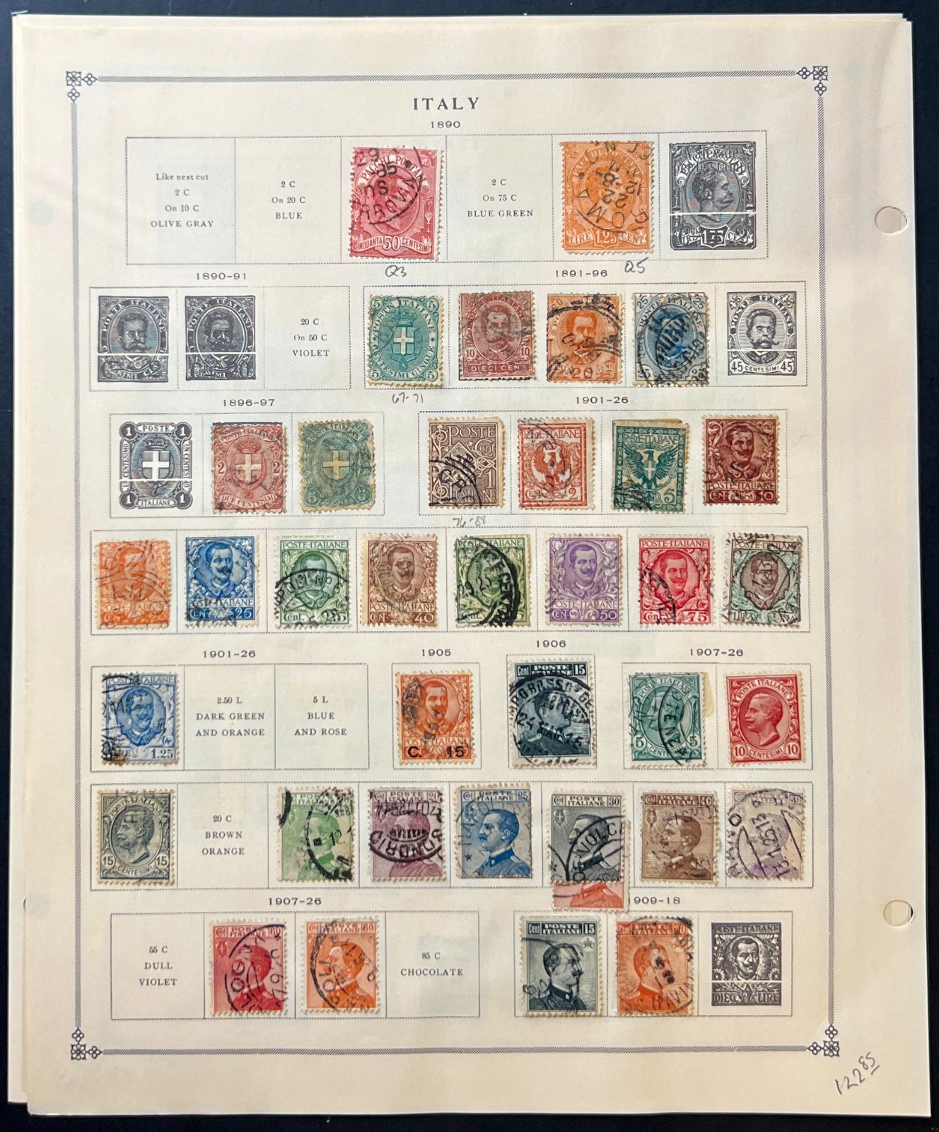 Italy Stamp Collection Album Pages Used 1863-1930 ZAYIX