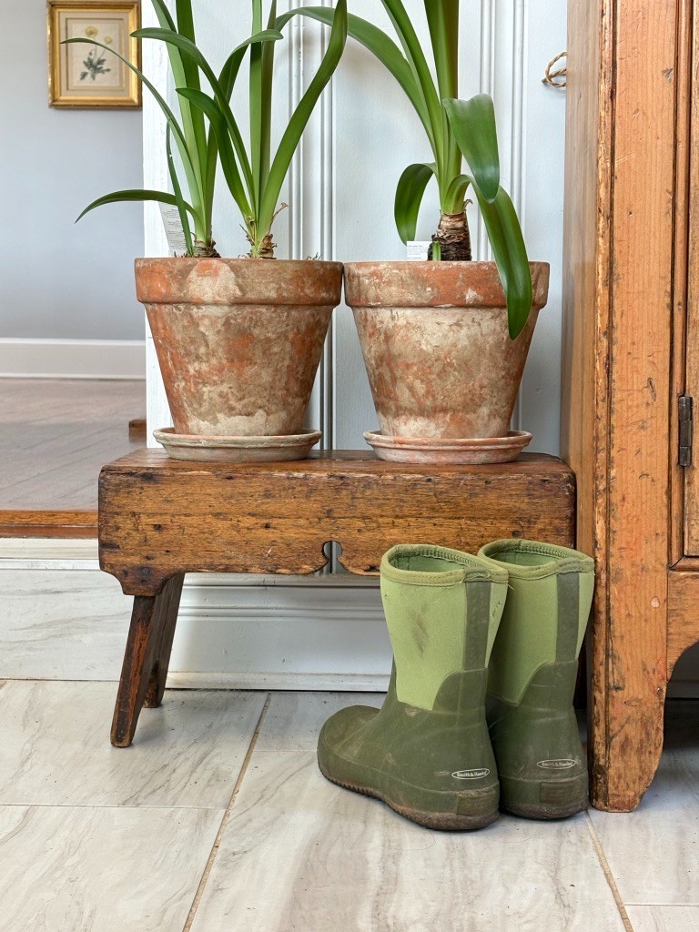 Antique French Pine Solid Wood Stool / Riser / Plant Stand 1920s