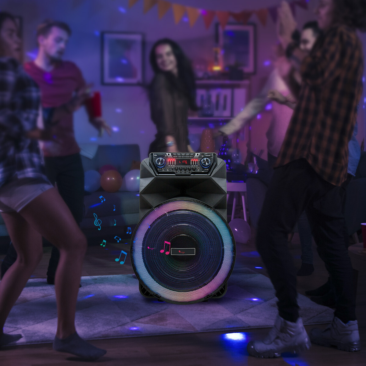 18" 4500W Portable Bluetooth Speaker with Wireless Mic Rechargeable Bass