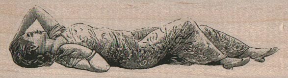 Reclining Lady 1 1/4 x 3" Rubber Stamp, Person Stamp, Lady Stamp