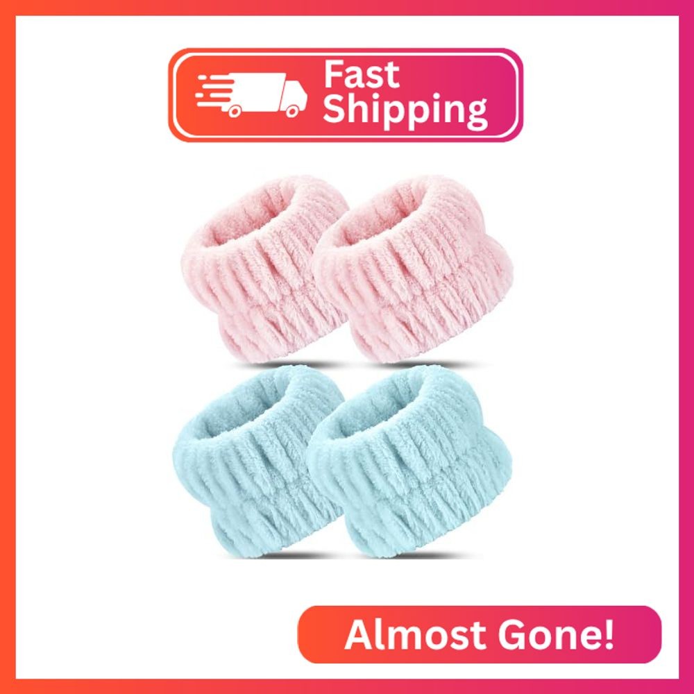 Darfukei Wrist Bands for Washing Face, 4pcs Spa Face Washing Wristbands, Microfi