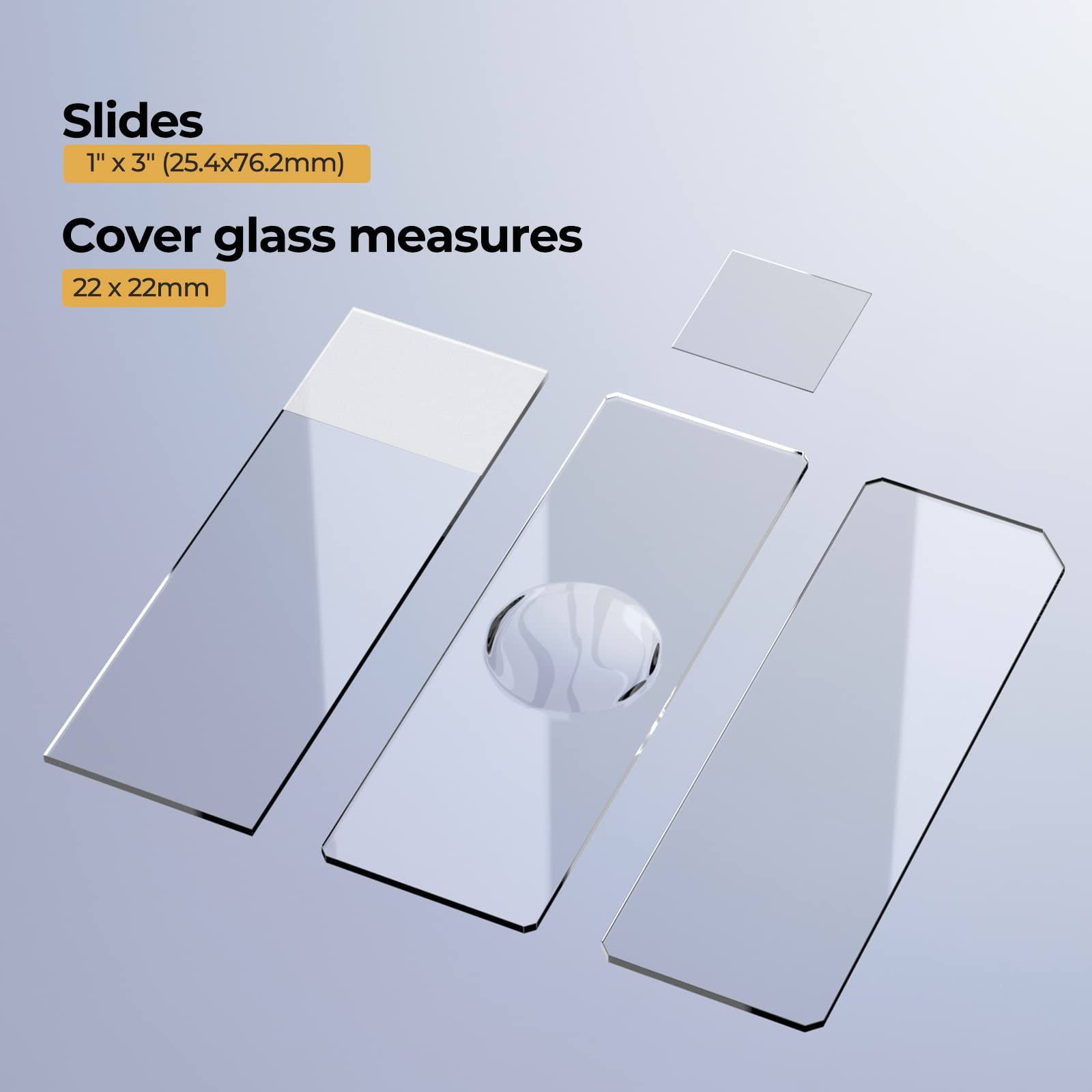 Vabiooth Rounded Edge Microscope Slides Kit, 50 Pcs Pre-Cleaned Blank Clear