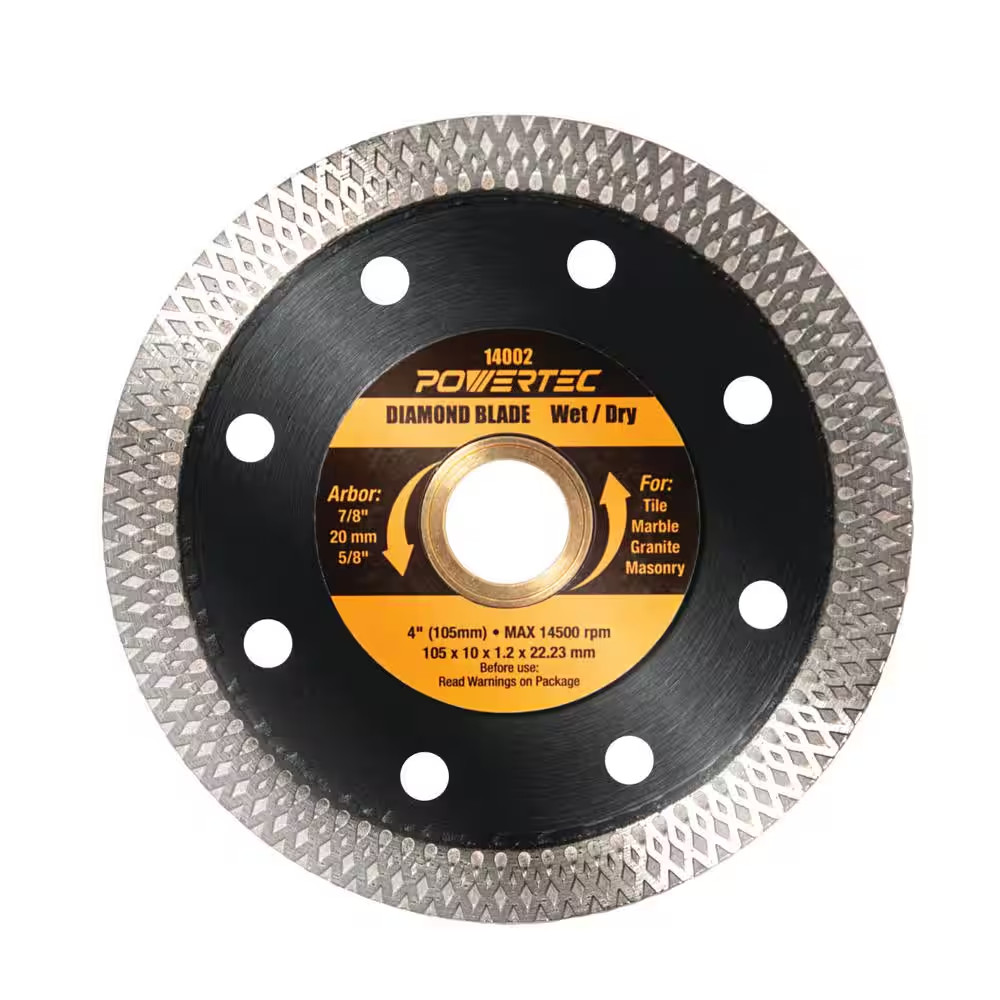 4 In. Turbo Mesh Rim, Super Thin Diamond Saw Blades for Handheld Tile Saw and An