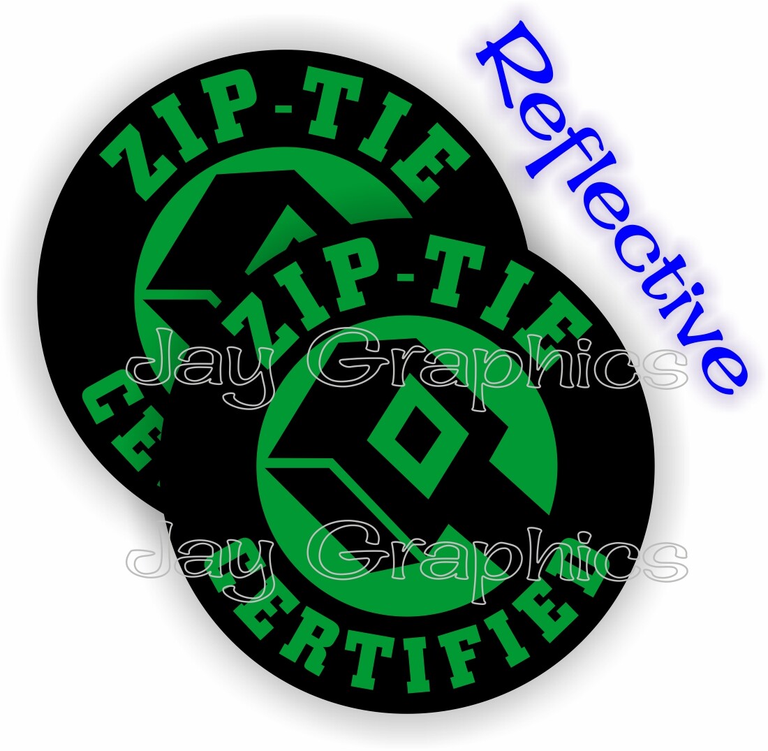 REFLECTIVE ZIP-TIE CERTIFIED Hard Hat Stickers Funny Helmet Decals  Green Black