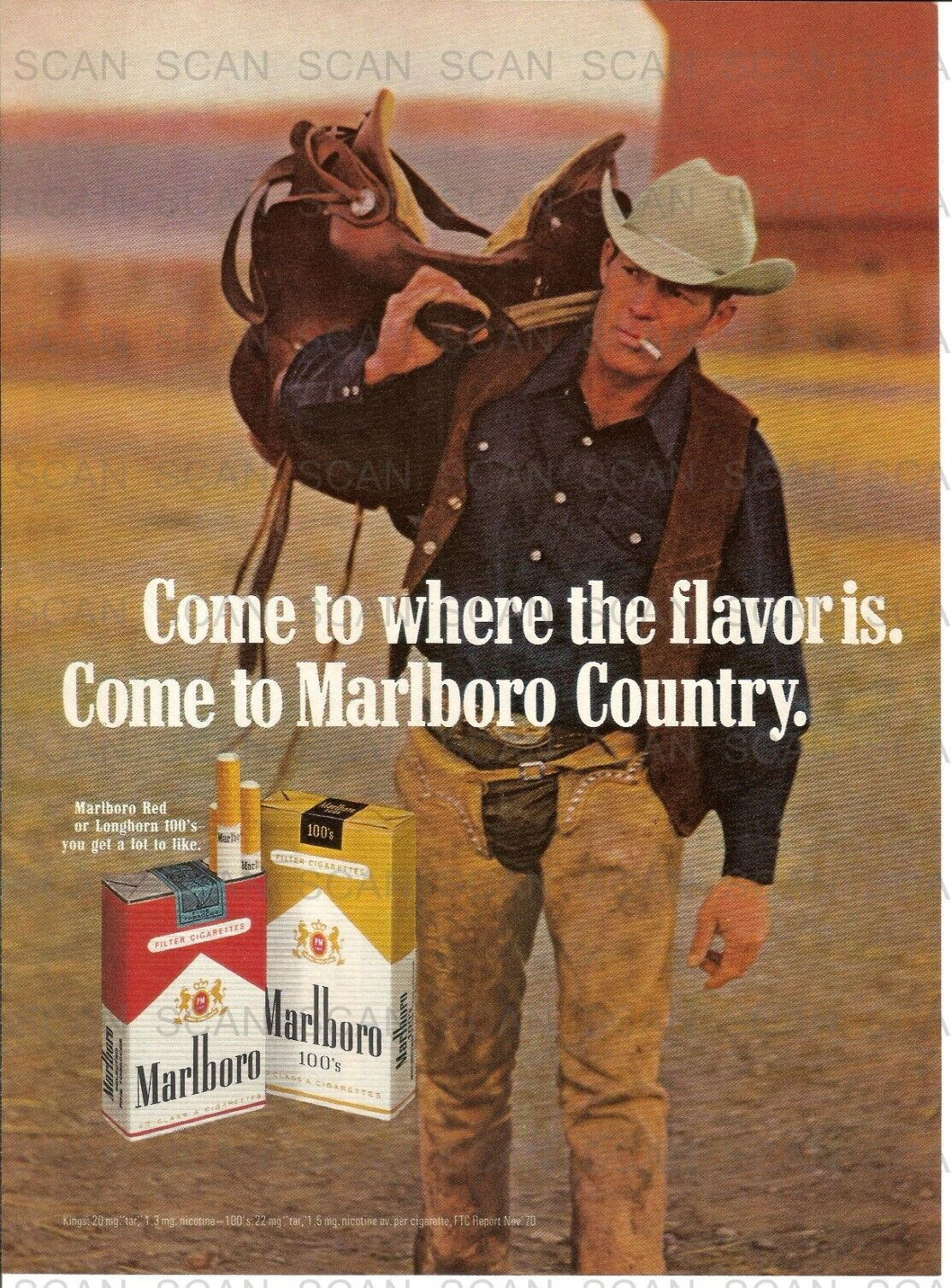 1971 Marlboro Cigarettes Vintage Magazine Ad  Marlboro Man  With Saddle & Chaps