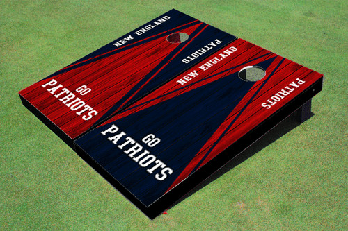 New England Patriots Alternating Wood Look Triangle Cornhole Boards - NFL