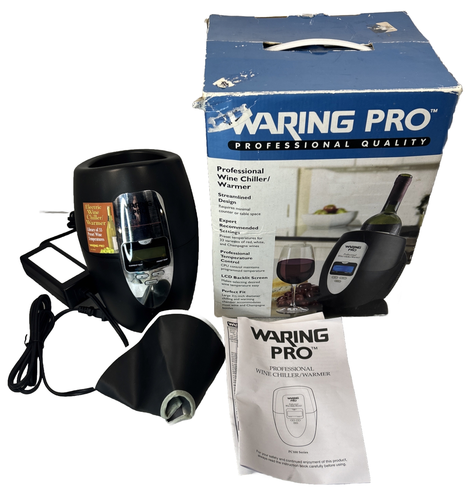 Waring Pro Professional Quality Wine Chiller Lighted View Window Settings