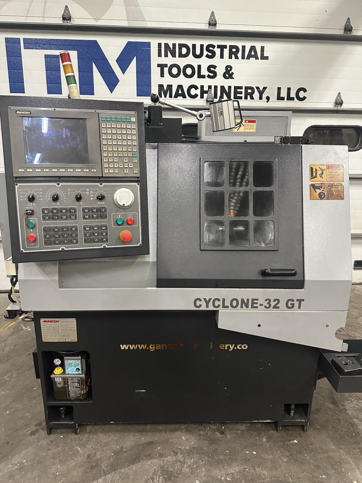 2010 Ganesh Cyclone 32GT CNC Lathe With Hyd. Bar Feeder