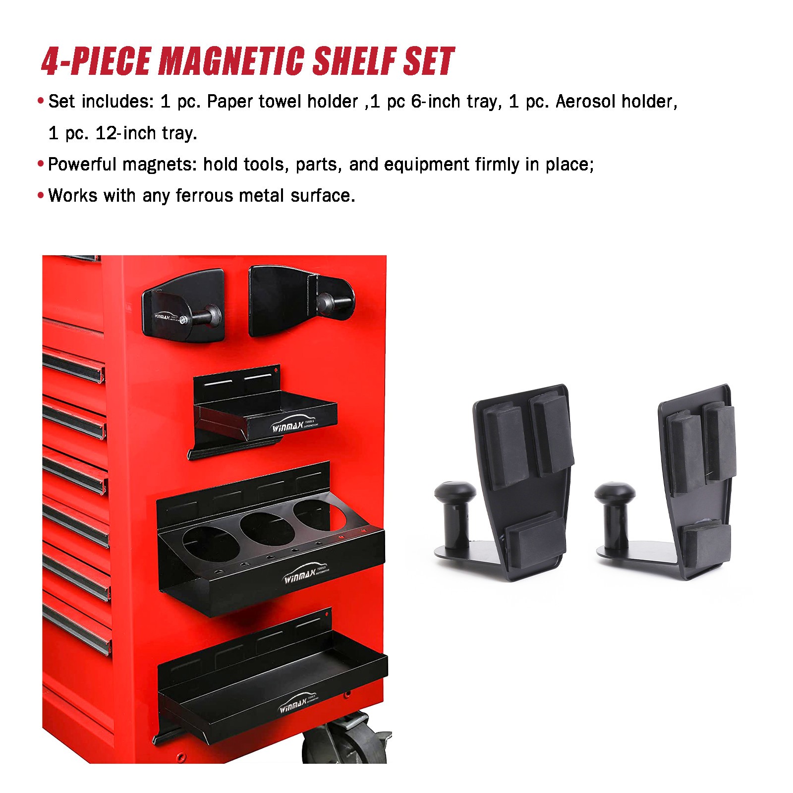6" 12"Magnetic Toolbox Tray Set Tool Box Cabinet Side Shelf Storage Van Workshop