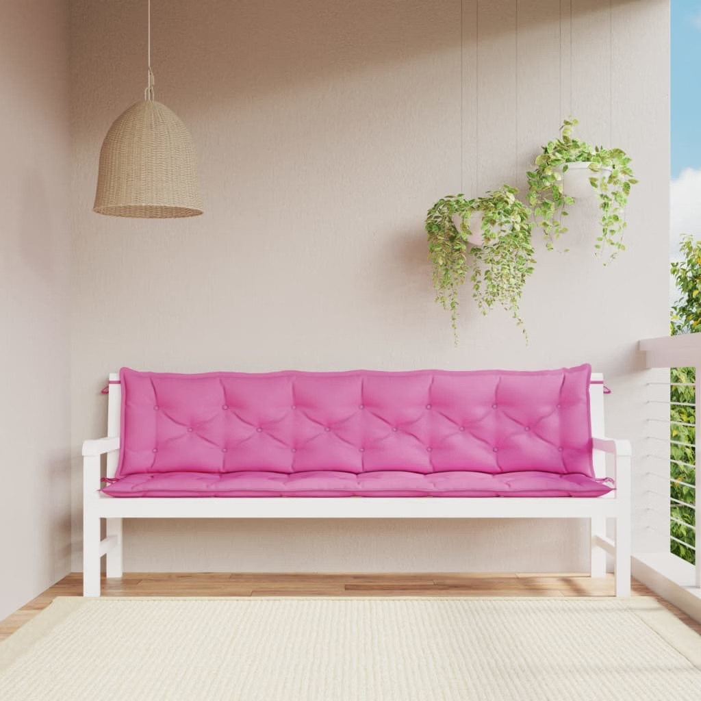Garden Bench Cushion Set of 2 Pink 100% polyester Extra Long