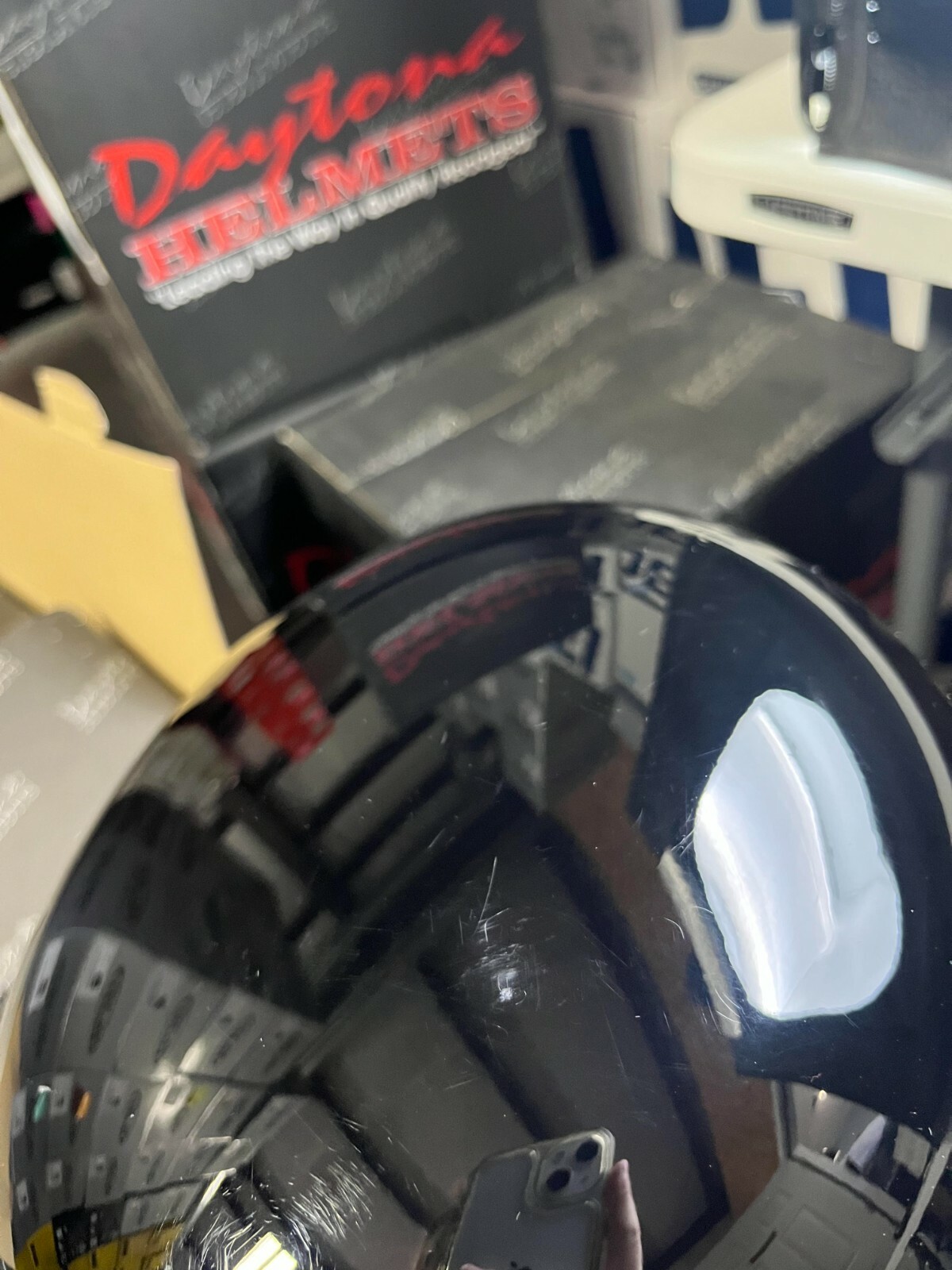 Daytona German Half Shell Helmet Quick Release Gloss Black Large Open Box