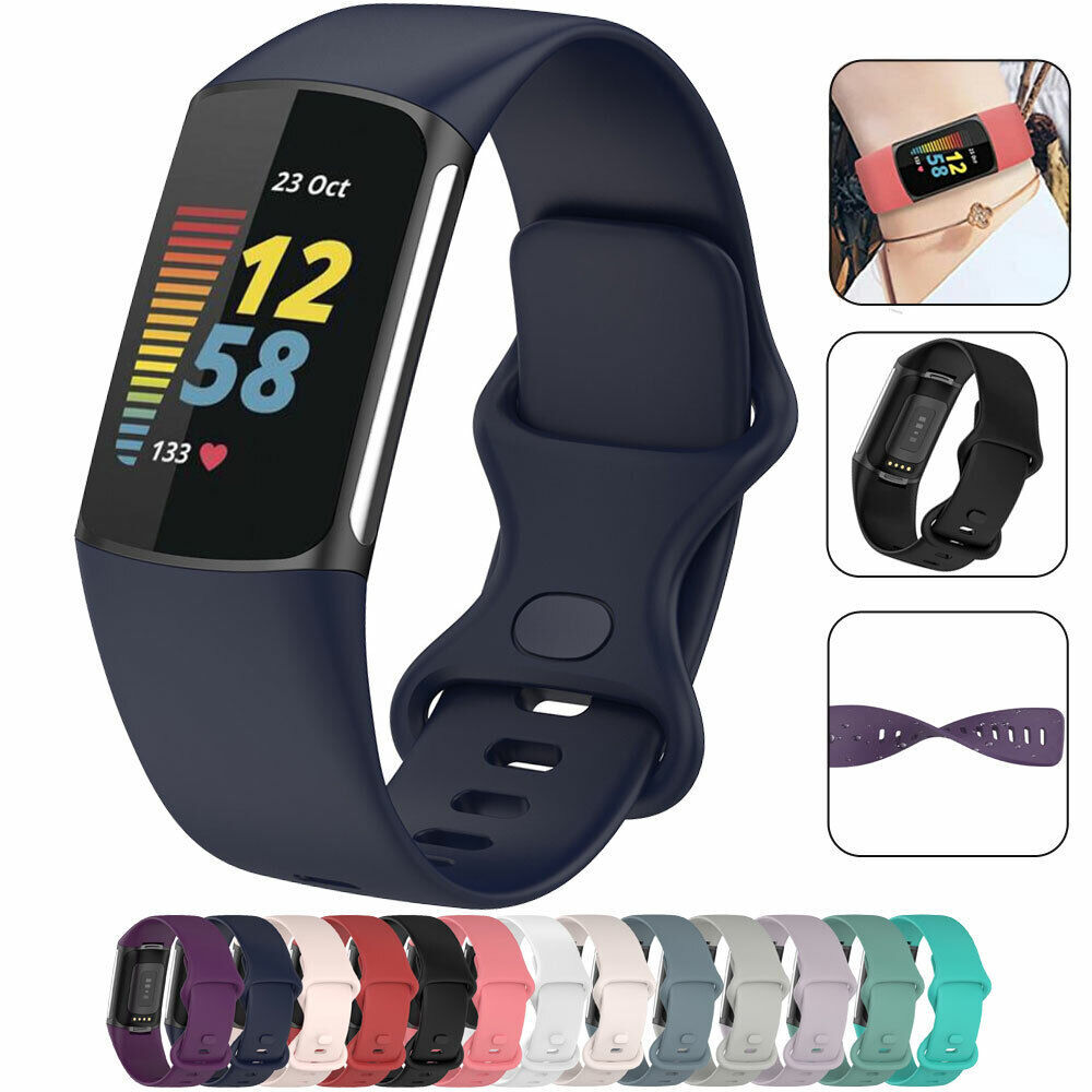 for Fitbit Charge 6 Charge 5 Soft SILICONE Wrist Strap Replacement Watch Band