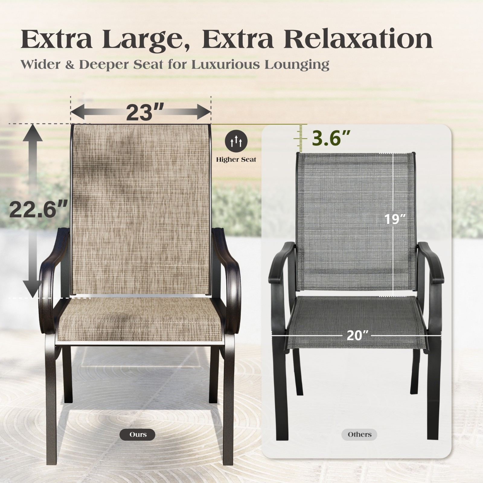 5 Piece Patio Table Chairs Set Outdoor Dining Set High Back Armchair Metal Table