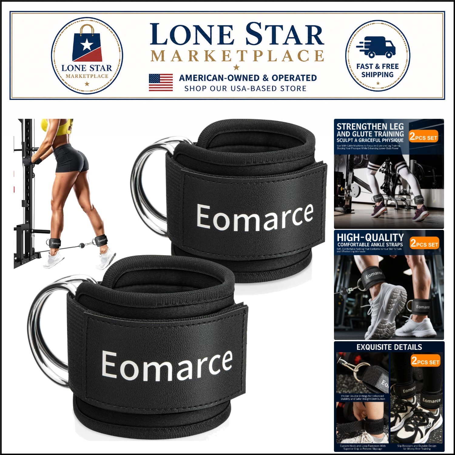 2PCS Ankle Cuff Straps for Weight Training - Perfect for Gym Enthusiasts