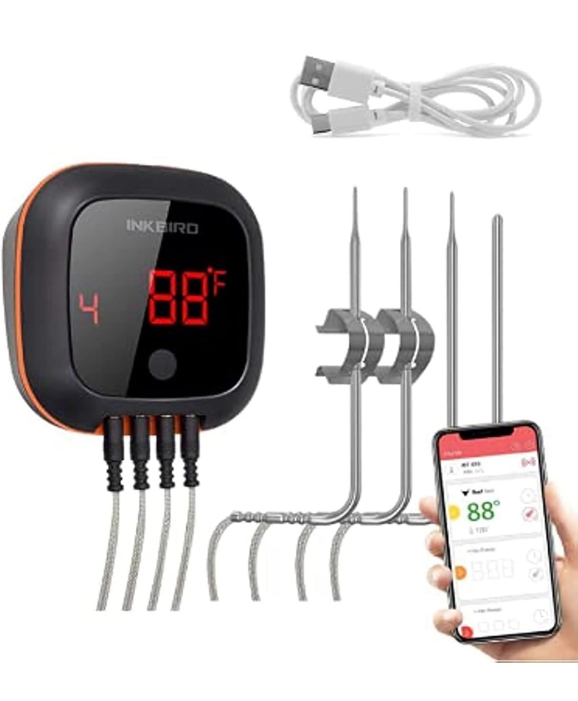 Inkbird Bluetooth Digital Wireless Meat Thermometer with 4 Probes Timer