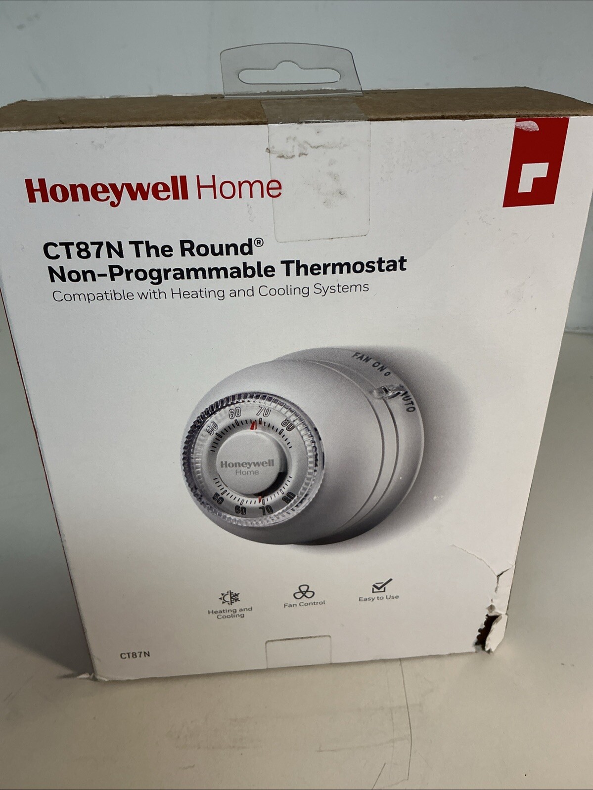 Honeywell CT87N1001 Round Heat/Cool Manual Thermostat - White