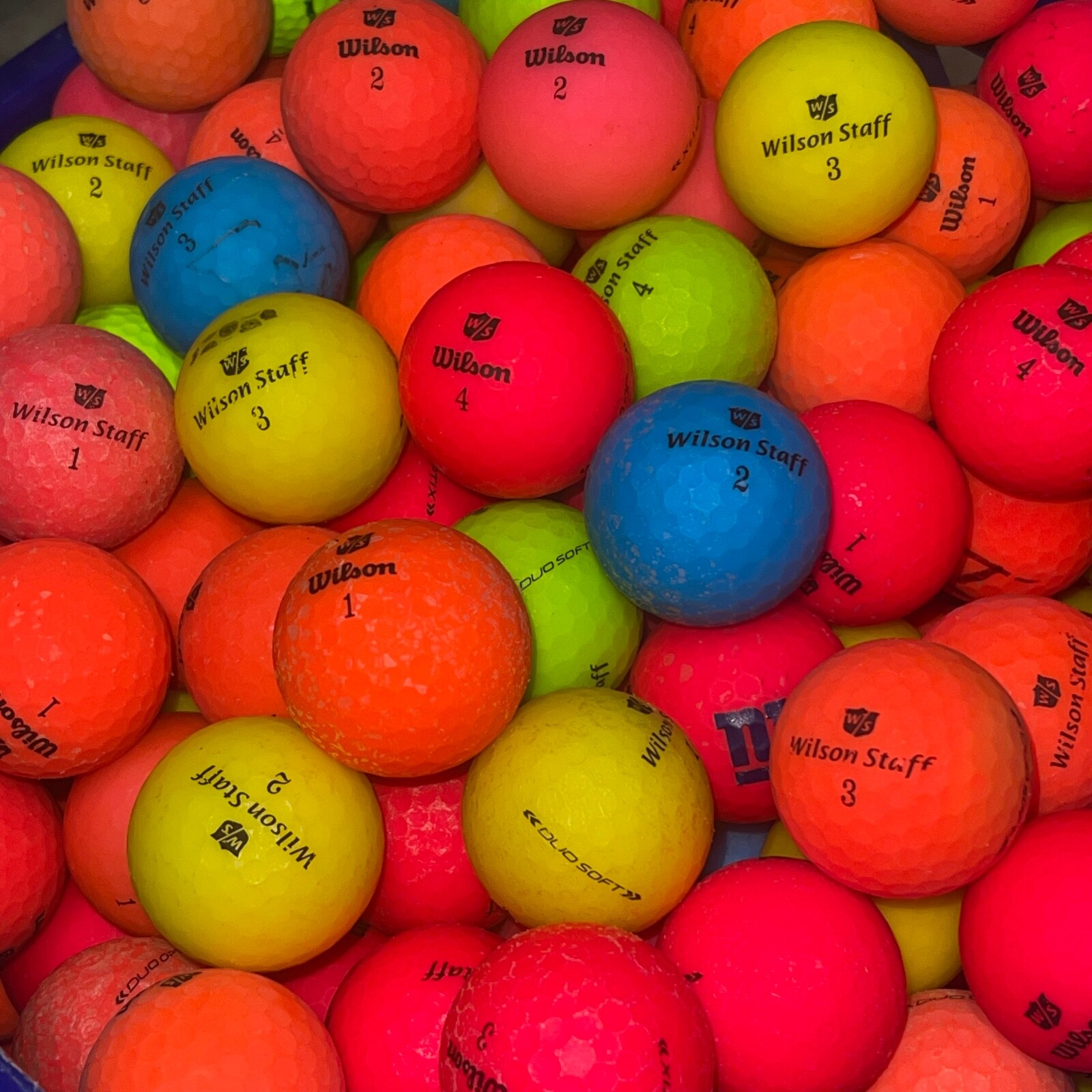 50 Matte Color Wilson Staff Assorted Mix Used Golf Balls - 2A Shag AA Hit-A-Way
