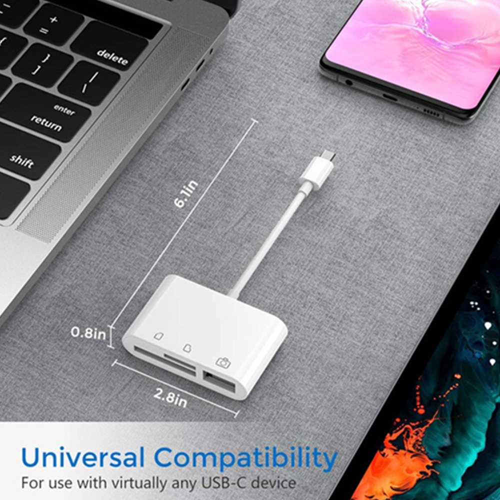 USB C 3 in 1 Hub Converter Type-C Adapter SD Card Reader For MacBook Pro Laptop