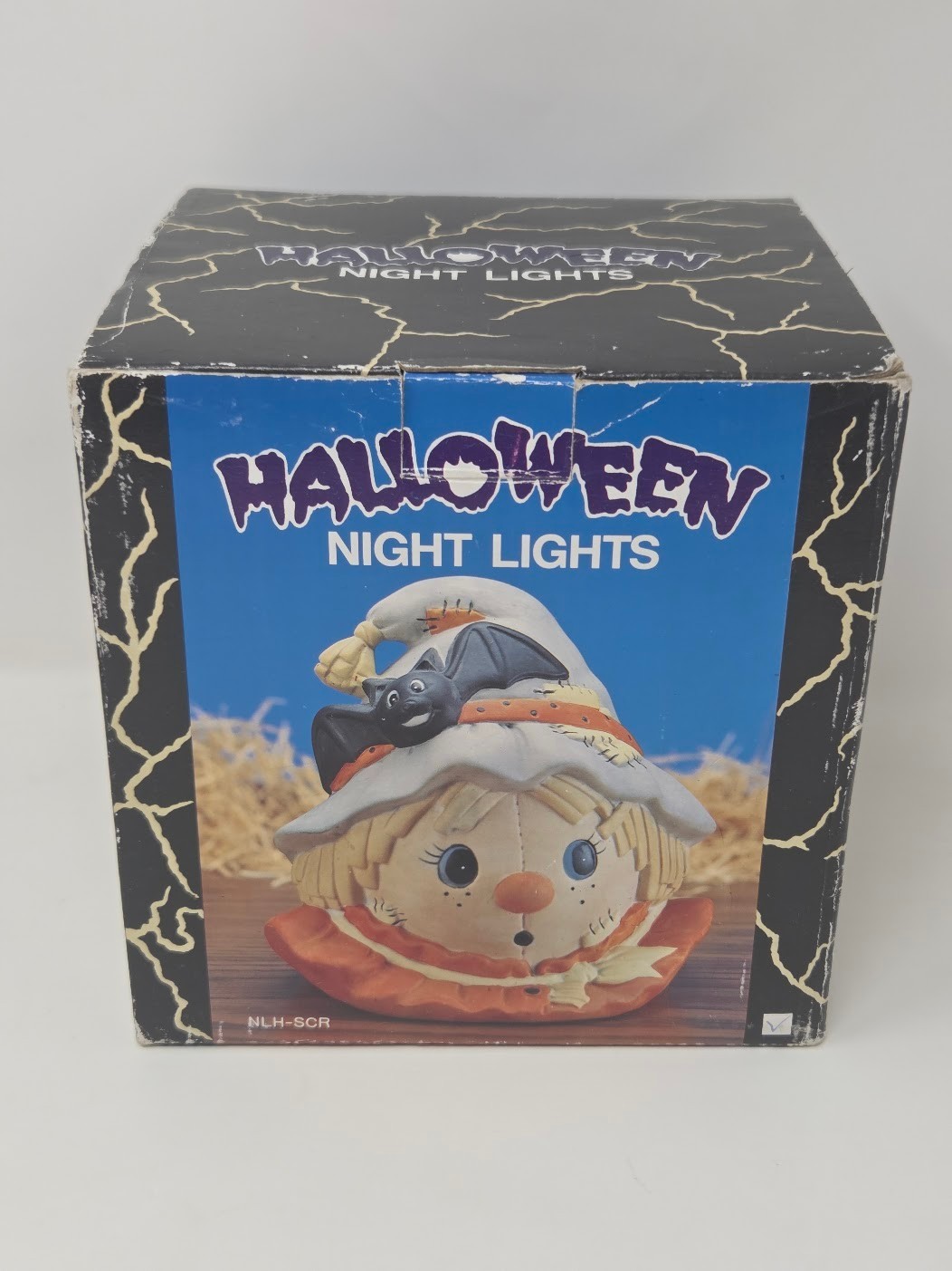 Halloween Night Light Scarecrow With Bat Ceramic Plug In Decor NLH SCR Box