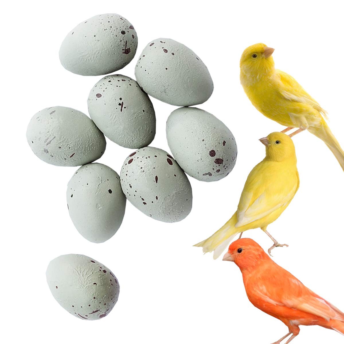 FOIBURELY 8 Pcs Solid Canary Plastic Eggs Hatching Trick The Birds to...