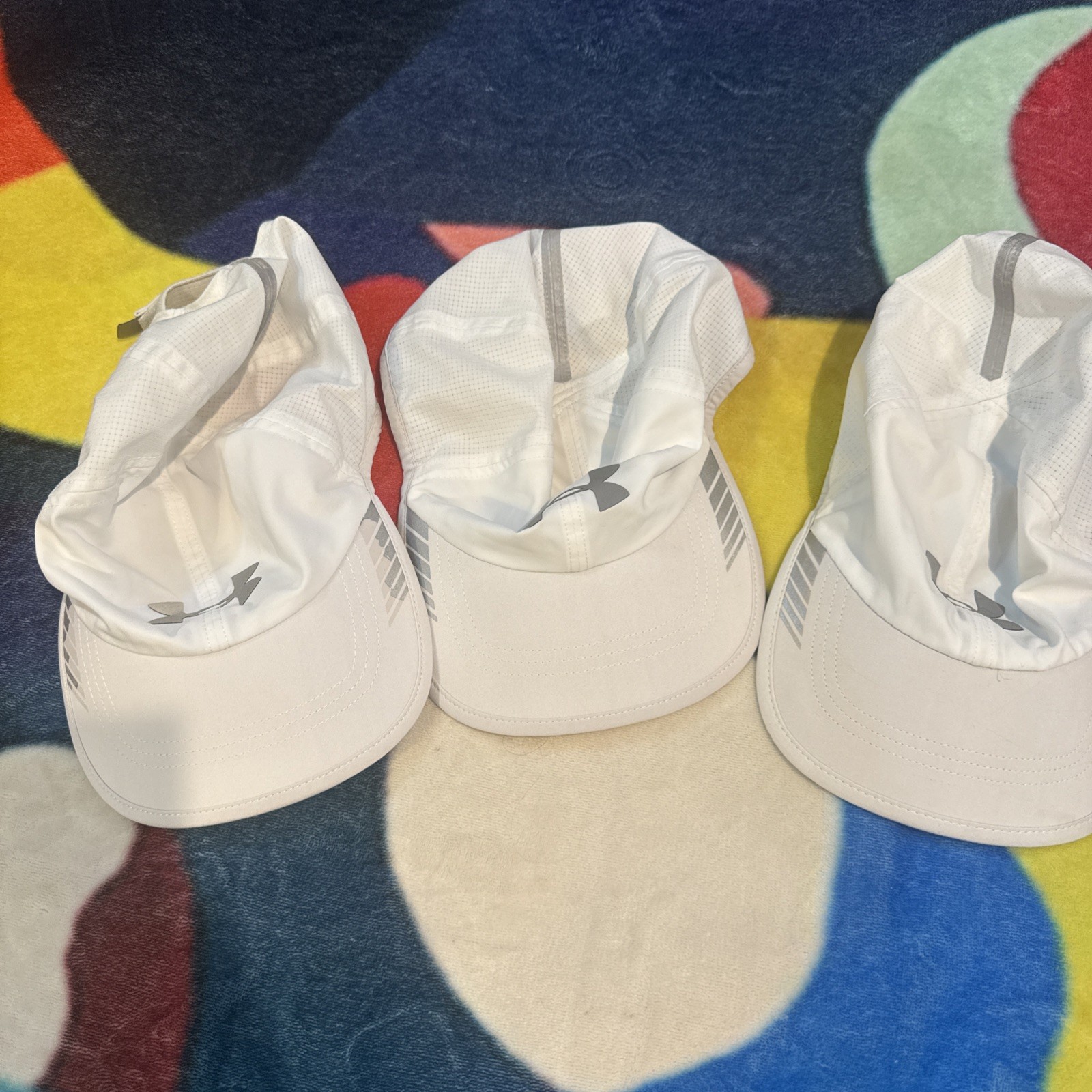 White Under Armour Biking Running Lightweight Hat set of 3