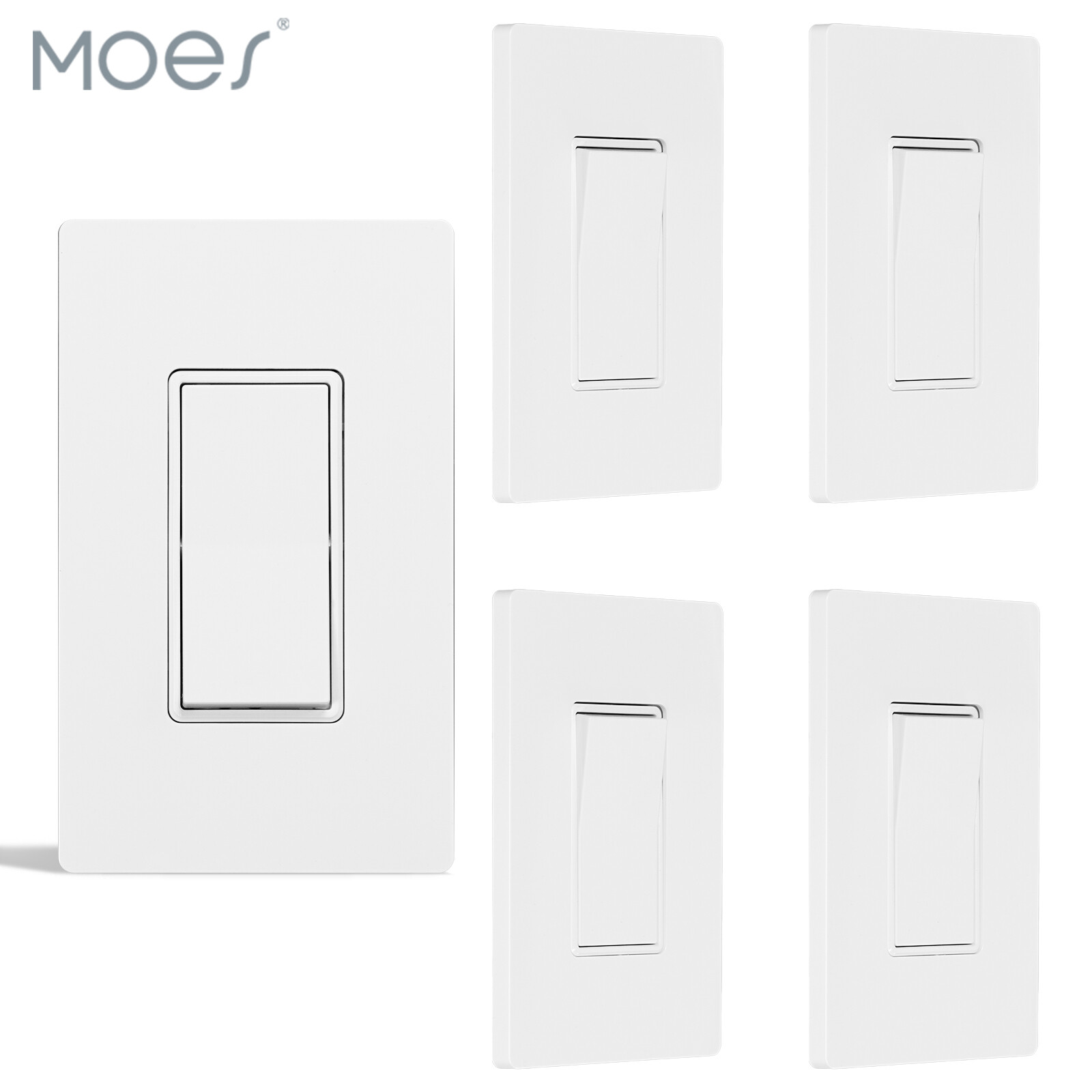 MOES 4/12 Pack Decorator Paddle Rocker Light Switch 15Amp 3 Way & Single Pole