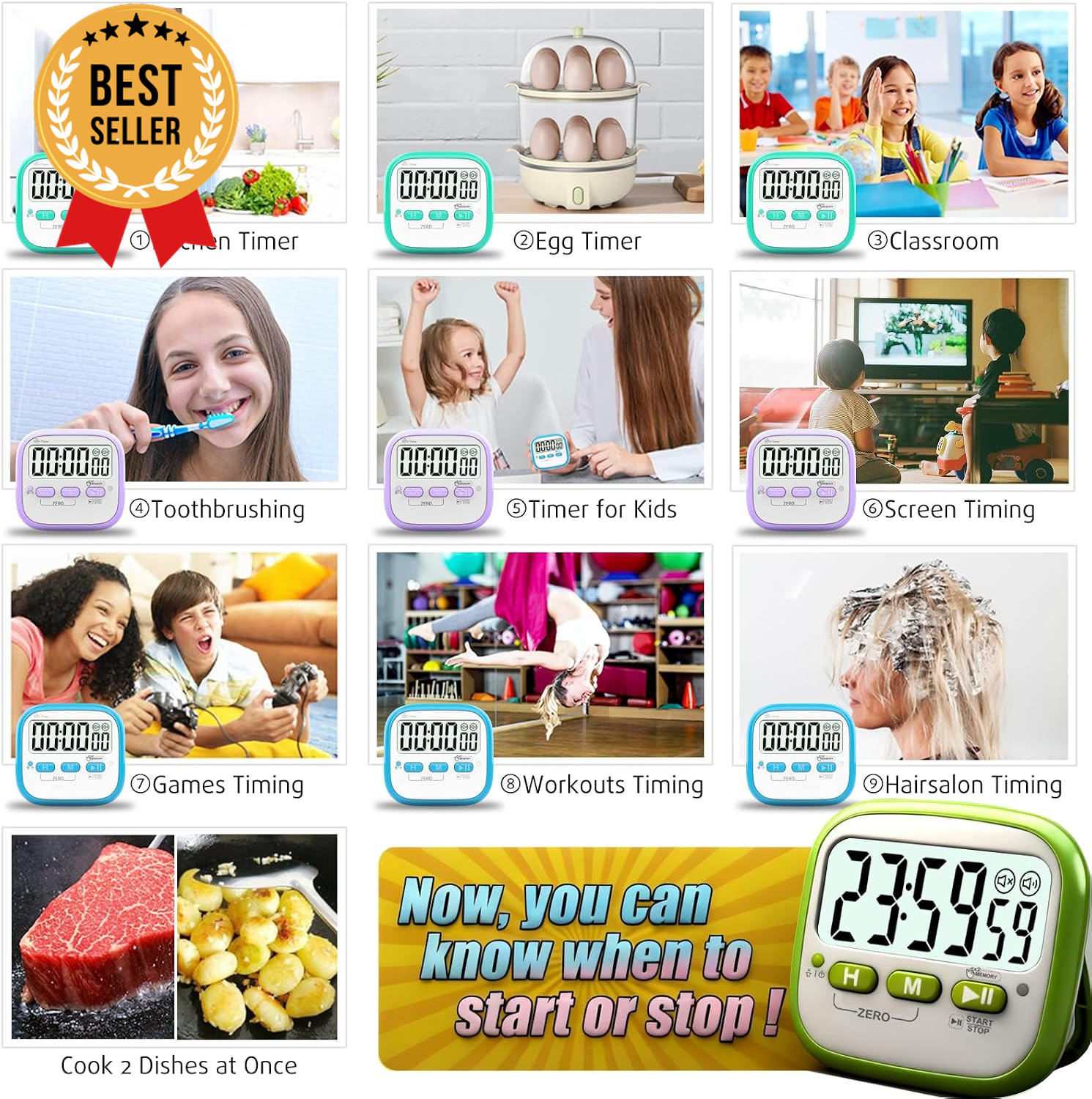 2 Pack Classroom Timer Magnetic Digital Countdown Timer Kids Teacher Study