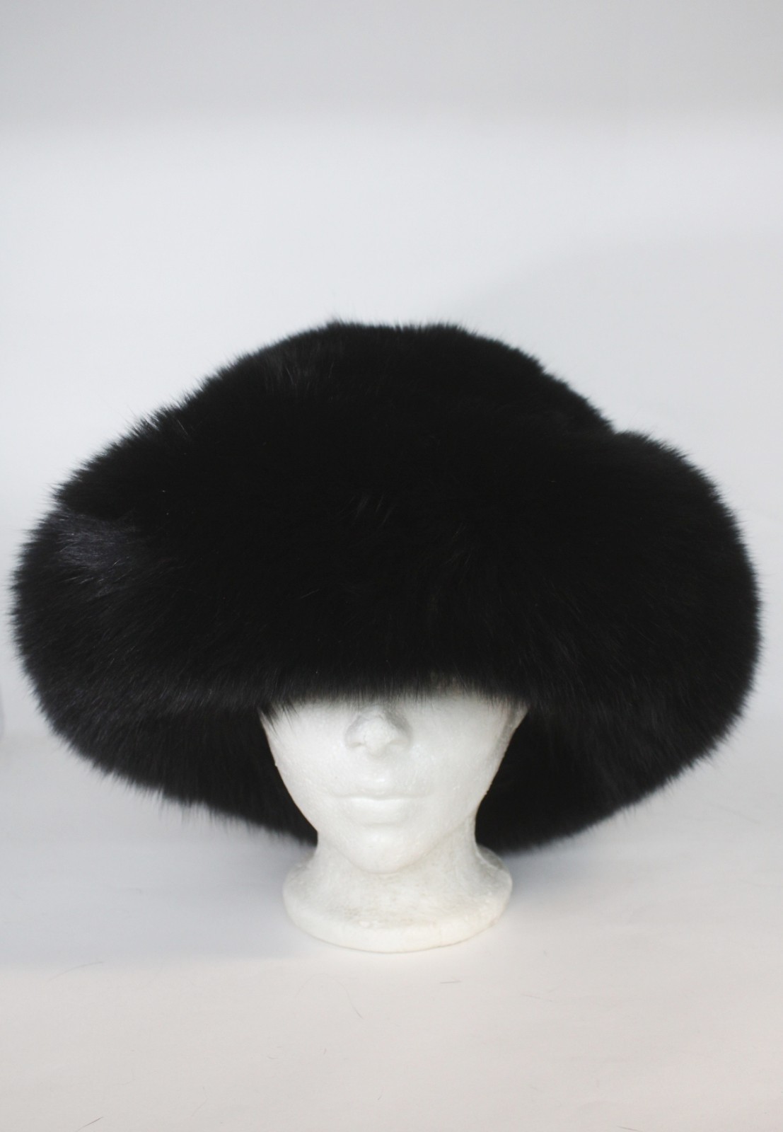NEW CANADIAN BLACK MINK & FOX VERY LARGE FUR HAT STYLE WOMEN WOMAN SIZE ALL