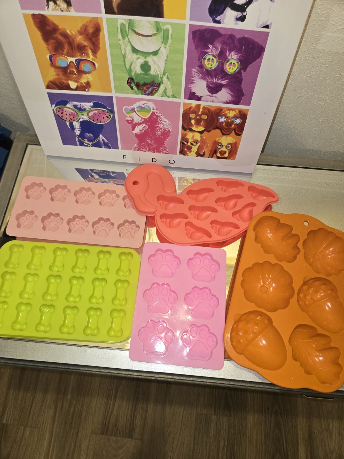 Silicone Dog Paw, Bone, Flamingo, Harvest Ice Cube & Treat Molds