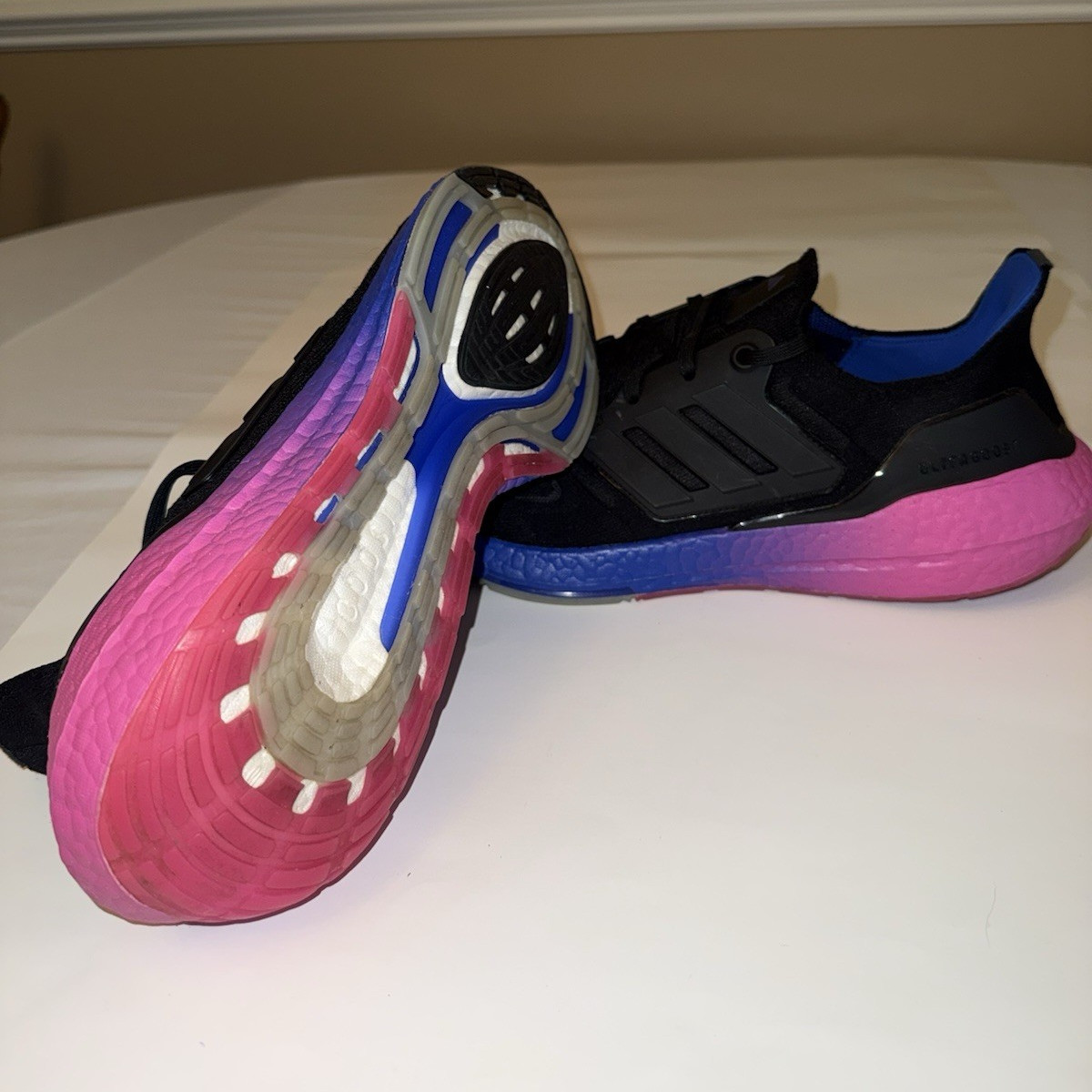 adidas Ultraboost Men's Black Pink Blue Mesh Running Shoes US 11.5 HQ8593