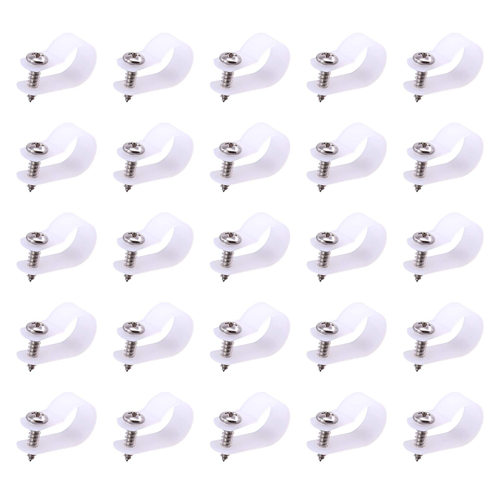 Swpeet 60 Pack White 5/8 Inch Nylon Plastic R-Type Cable Inch,