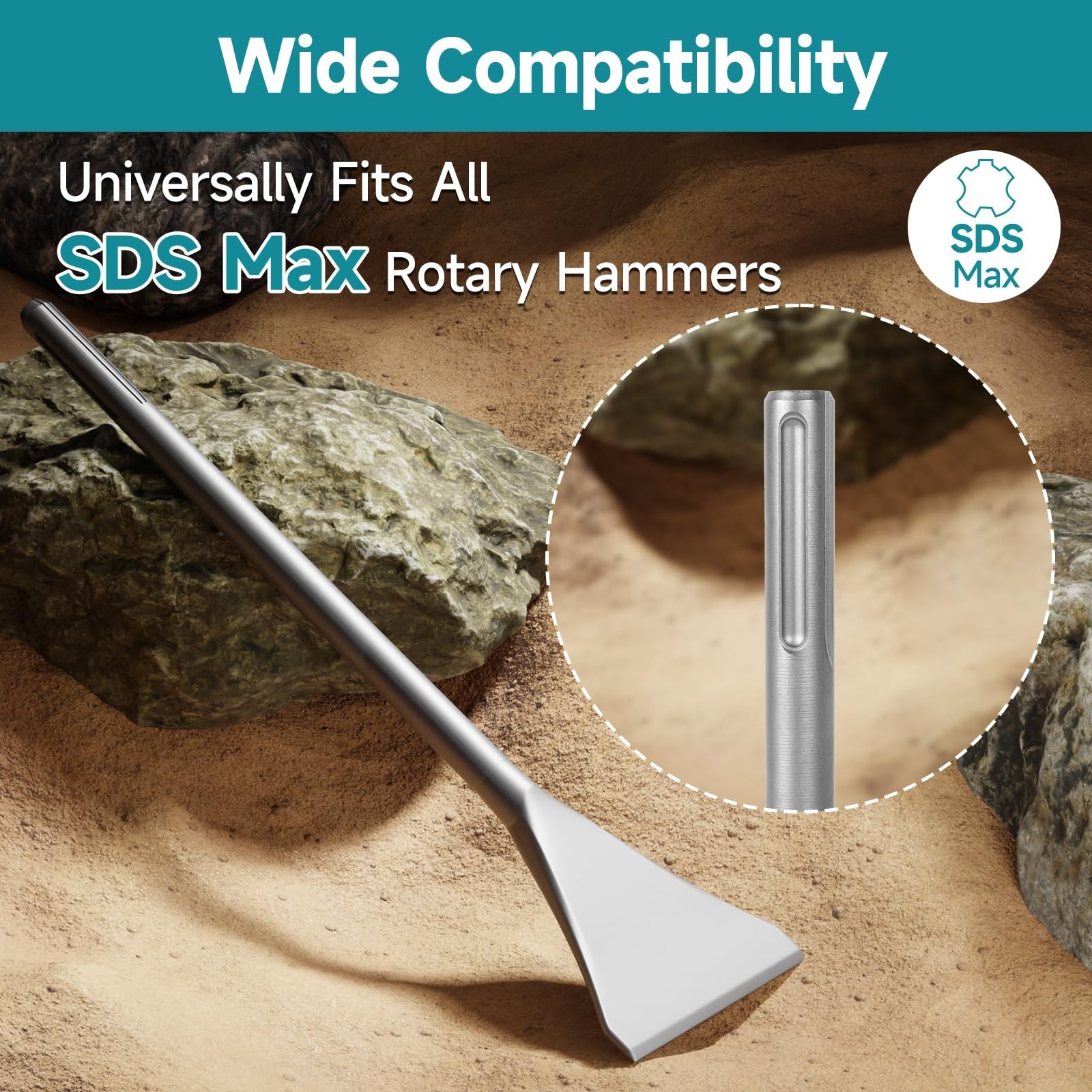 Tile Chisel with SDS-Max Shanks - 4.33 In. x 15.75 In. Tile Chisel Hammer All...