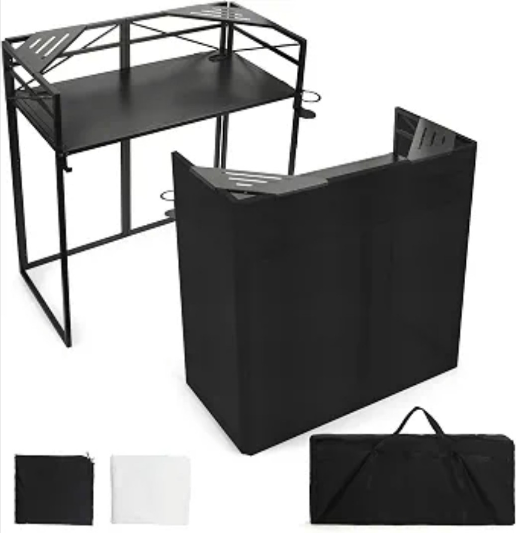 Portable DJ Table Stand, Tool-Free Setup Foldable 40" x 20" DJ Stand Booth w/...