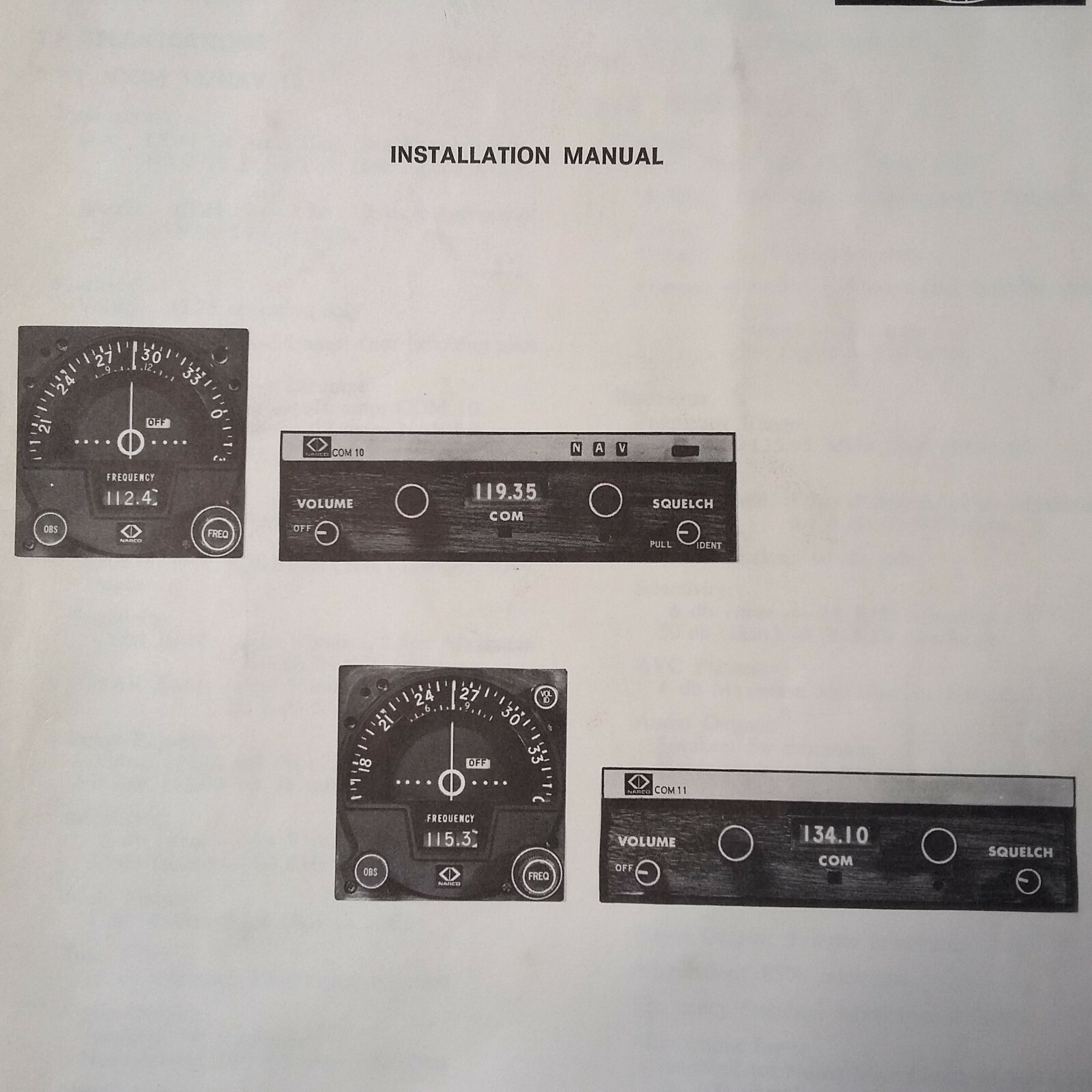 Narco Com 10, 11 & Nav 10, 11 Install Manual