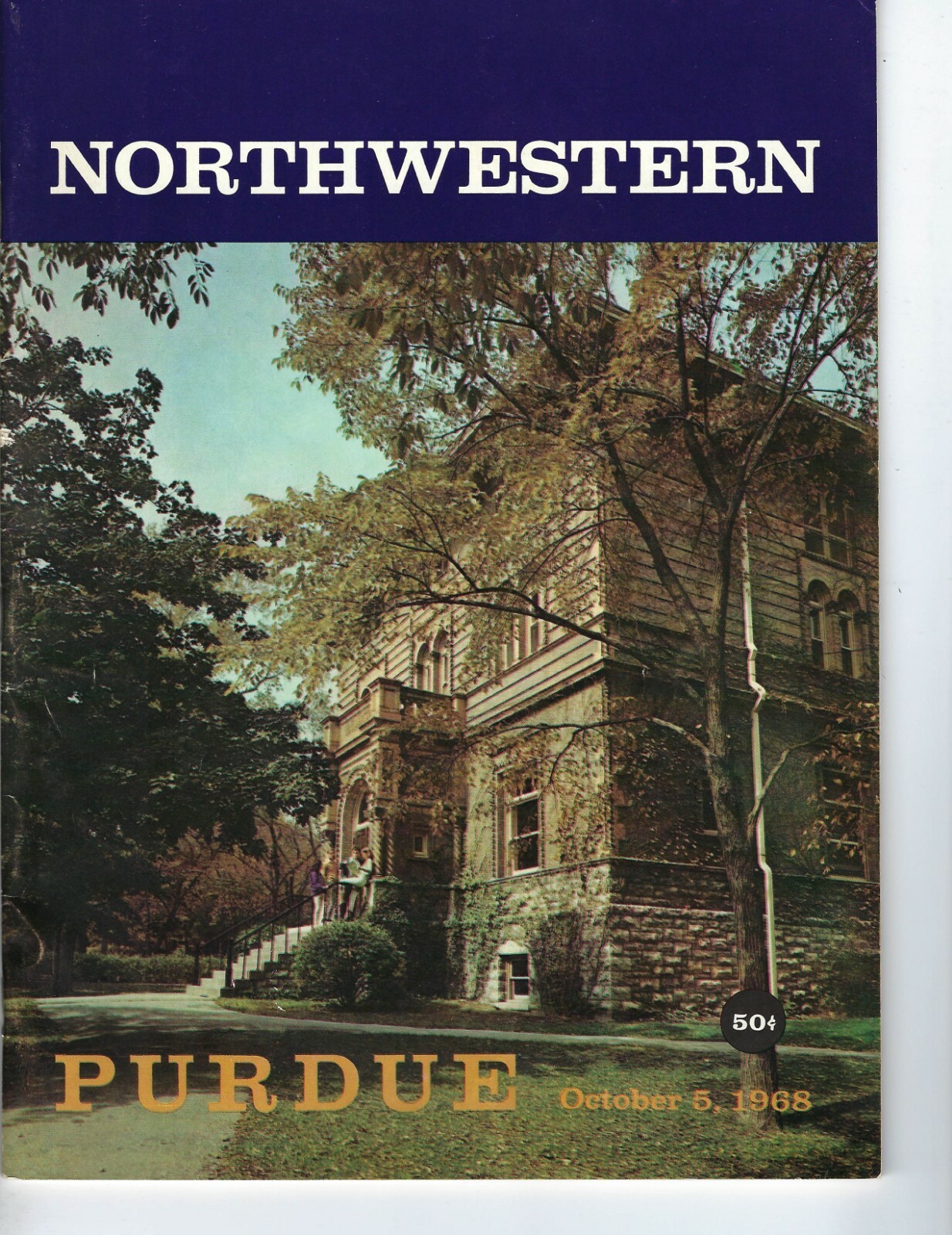 1968 10/5 College Football program, Purdue Boilermakers Northwestern Wildcats VG