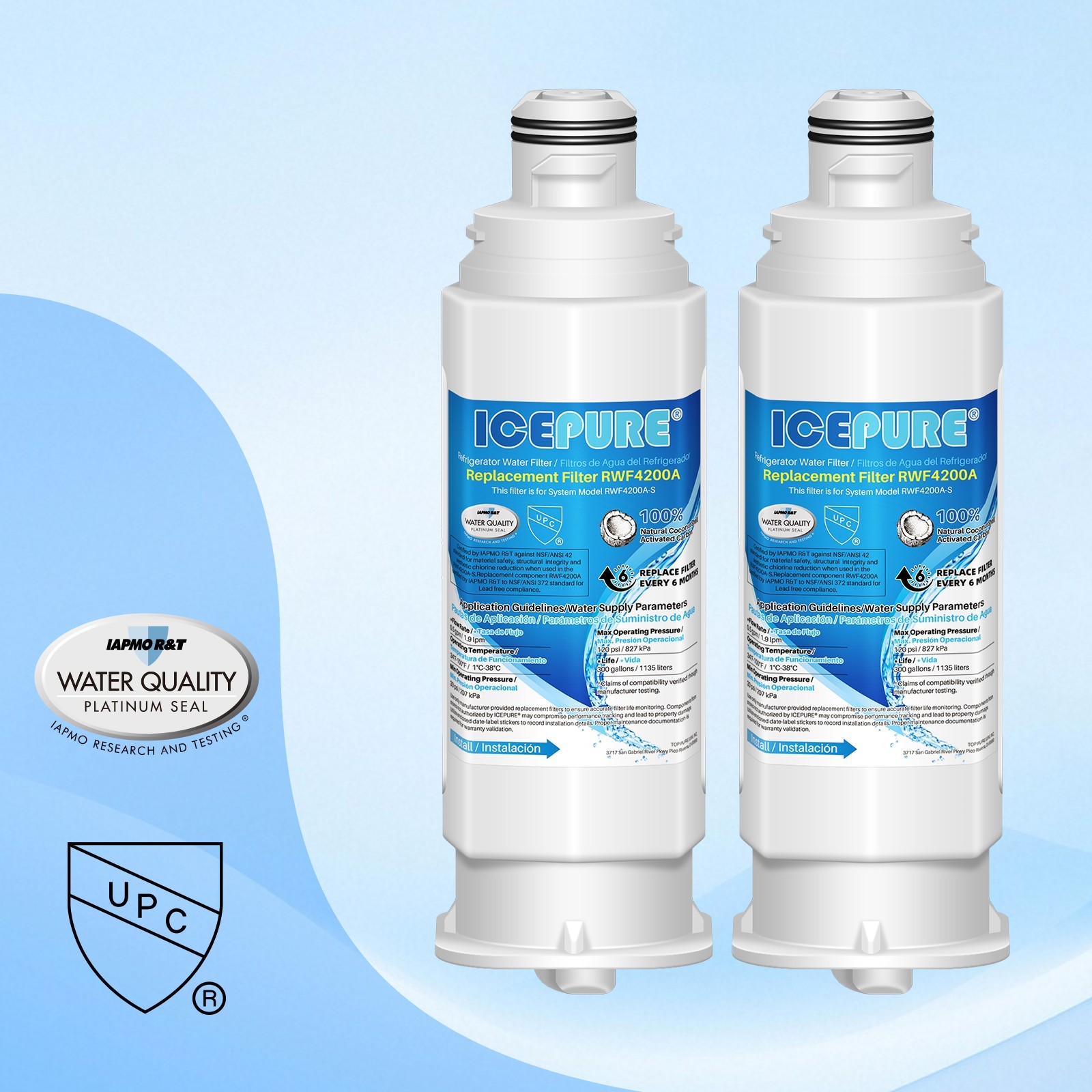 2 PACK Fit For Samsung HAF-QIN DA97-17376B Refrigerator Water Filter Icepure