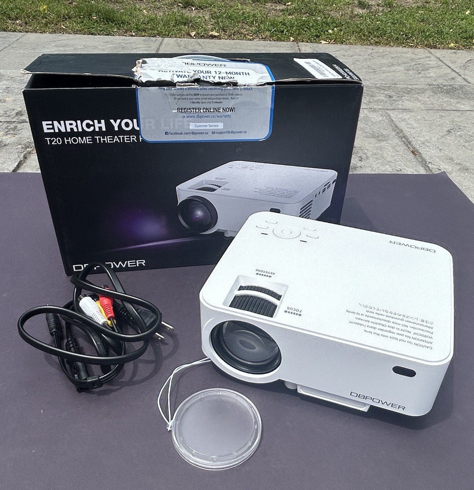 DBPower T20 Home Theater White Digital Mini Projector 1080p HDMI USB SD Open Box