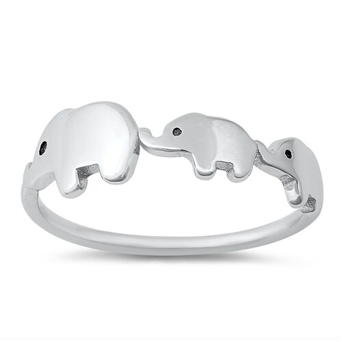 Elephant family baby sterling silver toe ring