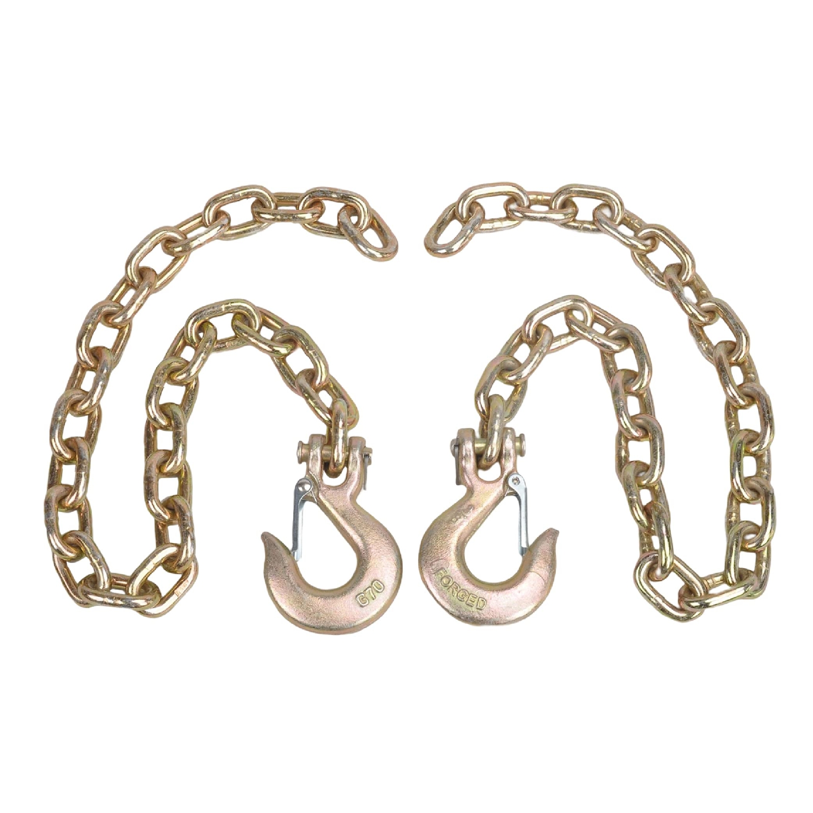 (2) 3/8" x 35" G70 Tow Trailer Safety Chain w/ 3/8" Clevis Slip Hook 6600lbs WLL