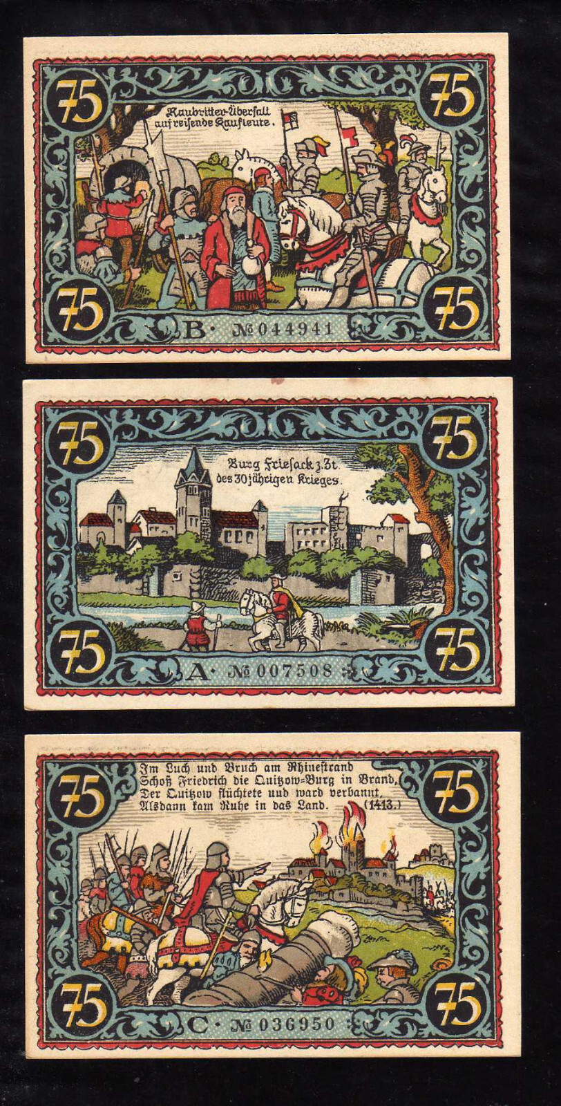 FRIESACK - GERMANY NOTGELD - 3 x 75 PFENNIG