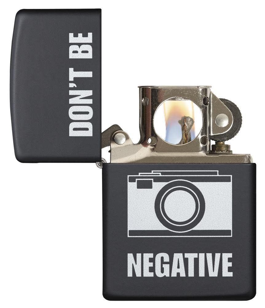 Zippo Don't Be Negative Black Matte Windproof Pocket Lighter, 218-064114