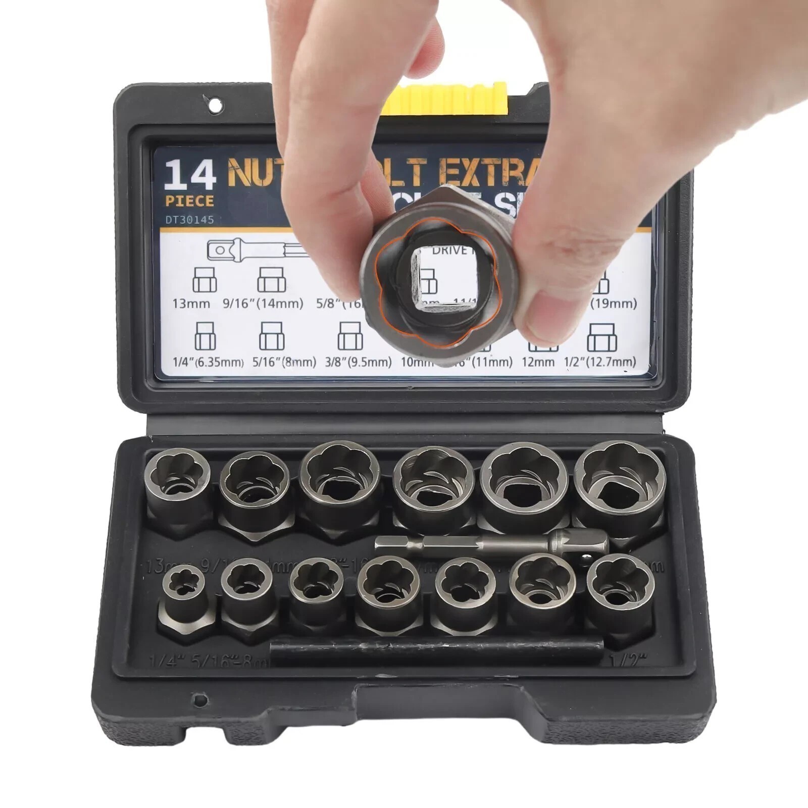 15Pcs Nut & Bolt Extractor Kit, of Bolt Removal Tool Set, Extractor Socket Tool