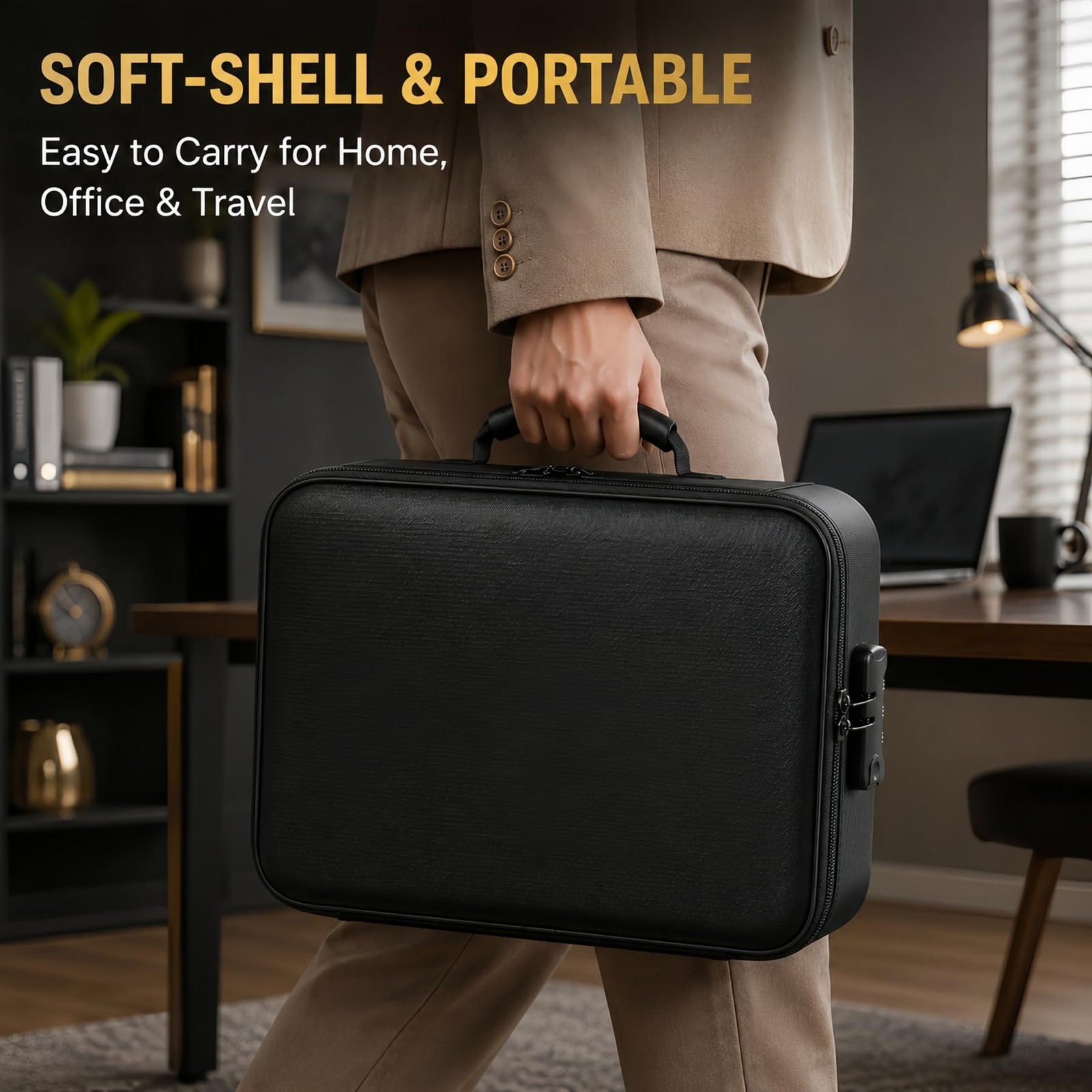 Fireproof Document Box (Soft-Shell) with Lock, 5200°F Fireproof & Water-Resistan