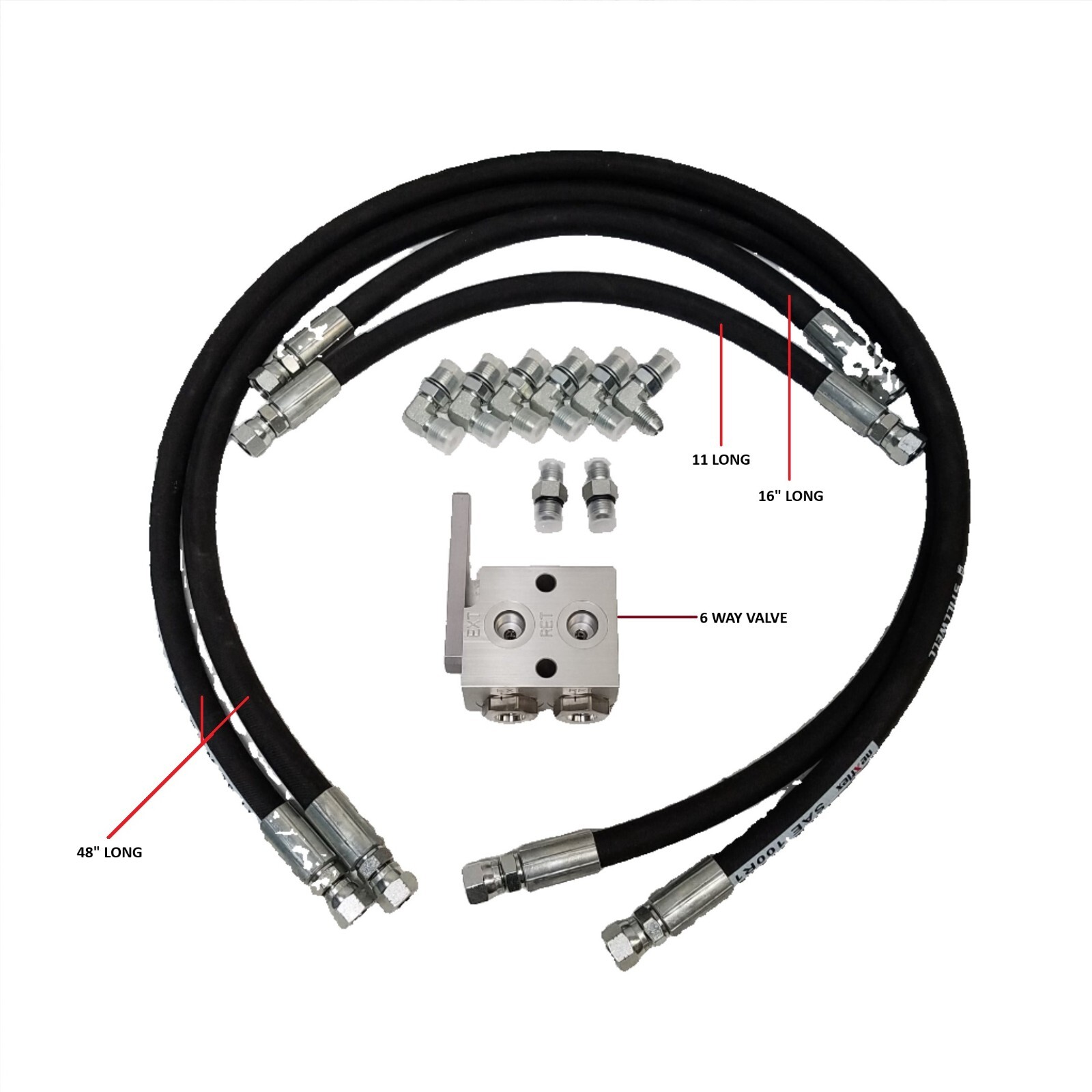 Atlas Dump Trailer Conversion Kit 12K 48" Hose Add-On Single Leg Double Acting