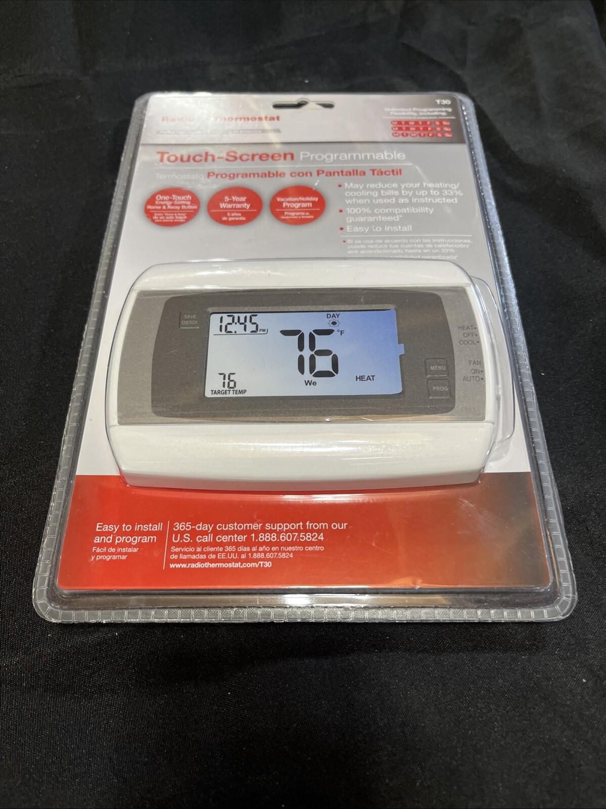 T30 Radio Thermostat Touchscreen Programable ~ New Sealed