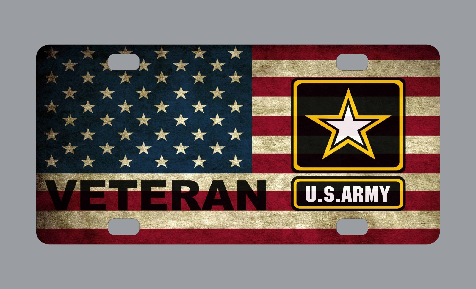 Army Veteran License Plate American Flag Aluminum 6"x12" Front Vet Military