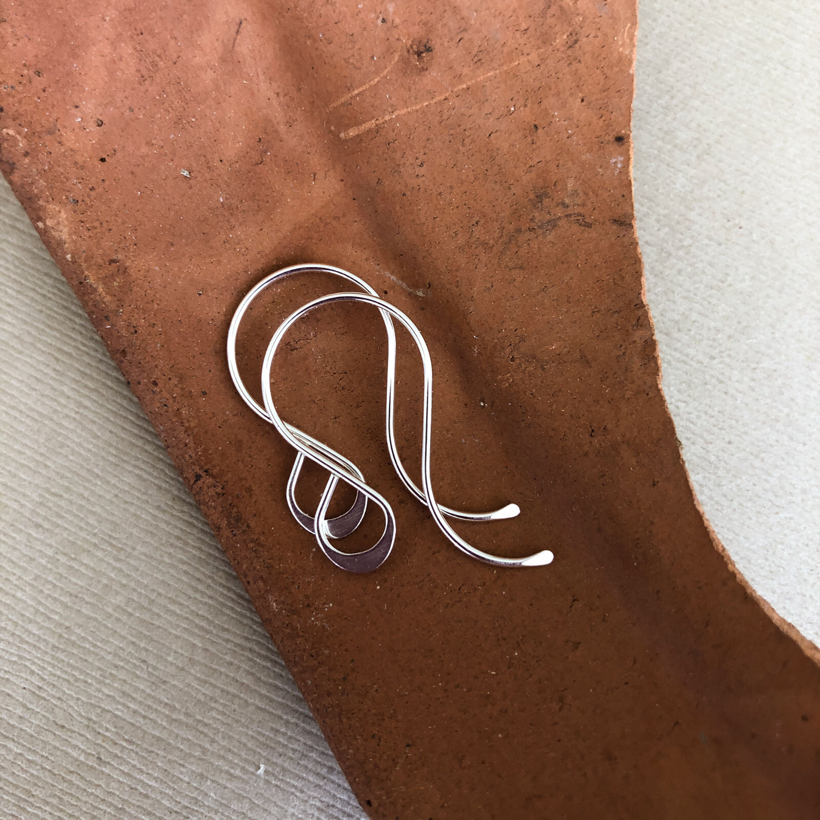 Teardrop Earring Hooks - Hammered Ear Wires - Sterling Silver Earring Hooks