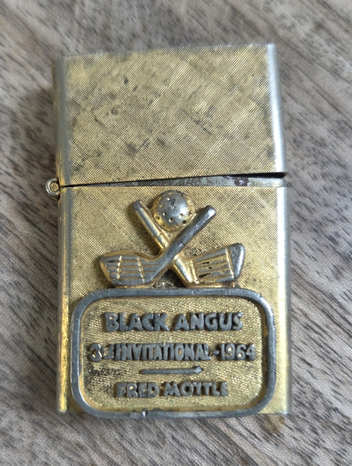 Vintage 1964 Florentine 14k Gold Plate BLACK ANGUS 3rd Invitational Golf Lighter
