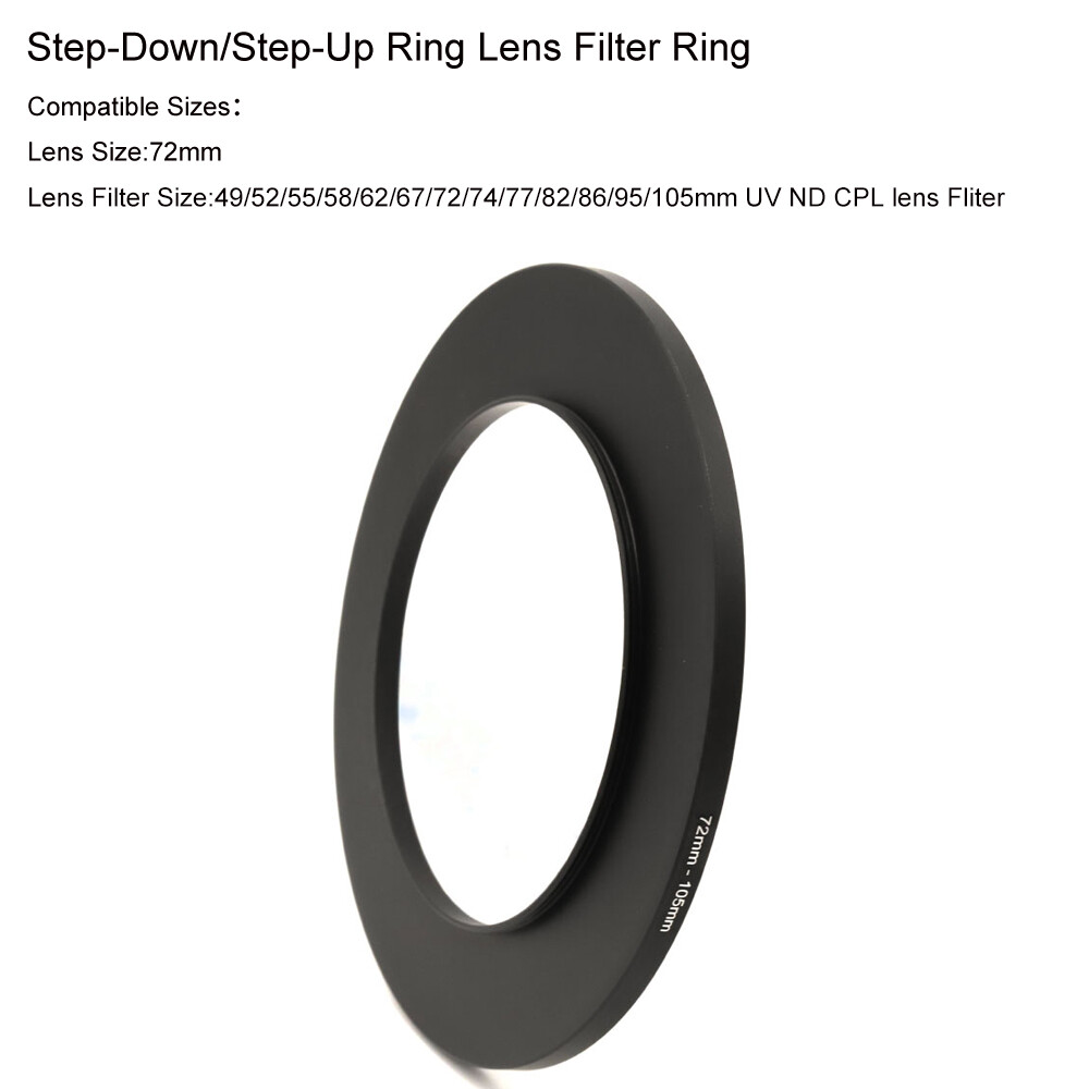 72-49/52/55/58/67/72/77/82/86/95/105mm Step-Down/Step-Up Ring Lens Filter Ring