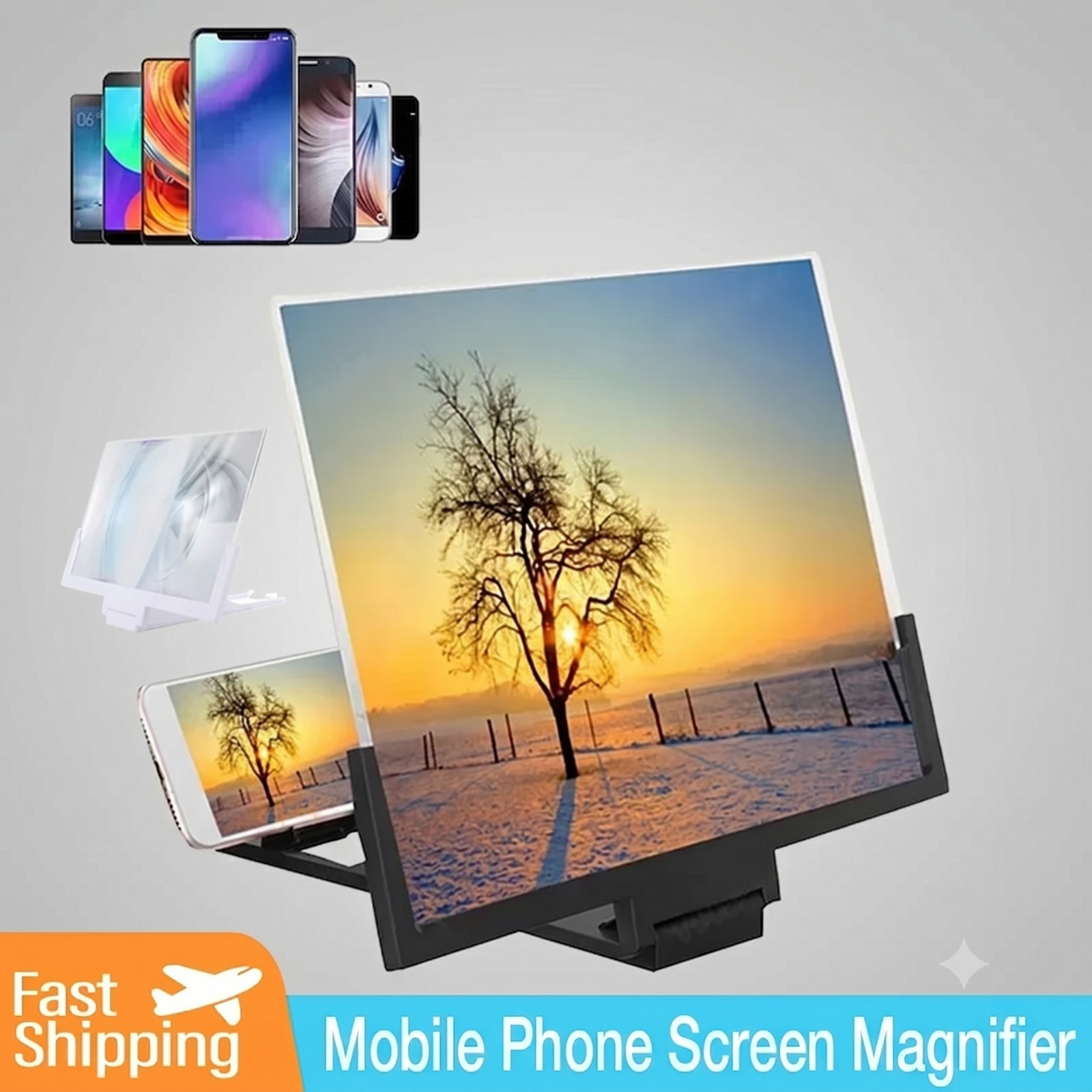 14" Smartphone Screen Magnifier 3D HD Mobile Phone Video Amplifier Stand Bracket